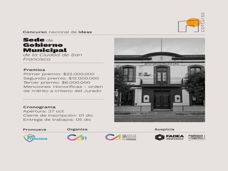 Se abrió el concurso de ideas para construir la nueva sede de la Municipalidad de San Francisco