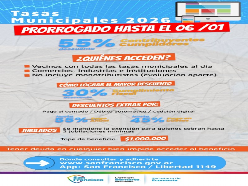 Se prorrogó hasta el 6 de enero el plazo para poder acceder a descuentos de hasta 55% en tasas municipales en 2026 en San Francisco